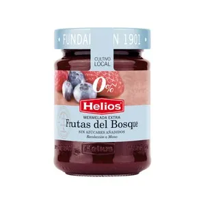 HELIOS Mermelada de frutas del bosque, sin azúcar añadido 280 g.
