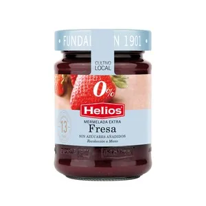 HELIOS Mermelada de fresa, sin azúcar añadido 280 g.