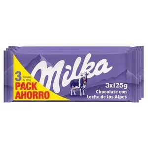 MILKA Chocolate con leche 3 uds. 375 g.