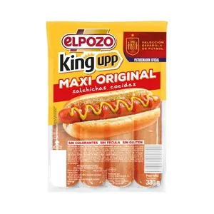 EL POZO Maxi original king upp Salchichas cocidas de cerdo y pavo, sabor ahumado 330 g.