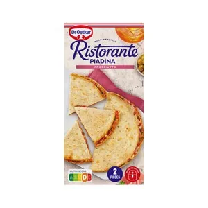 DR. OETKER Ristorante Piadina (pan plano) rellena de jamón y Mozzarella 2 x 140 g.