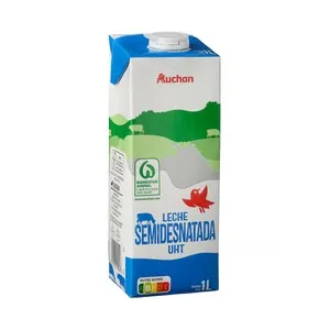 AUCHAN Leche semidesnatada de vaca 1 l. Producto Alcampo