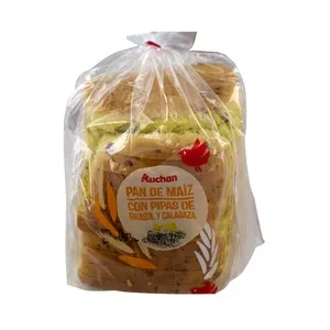 PRODUCTO ALCAMPO Pan de molde de maíz con semillas de girasol y calabaza 400 g.