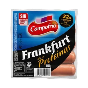 CAMPOFRÍO Salchichas cocidas de pollo tipo Frankfurt con alto contenido en proteínas 140 g.