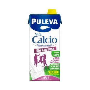 PULEVA Vita calcio Leche semidesnatada sin lactosa, con alto contenido en calcio 1 l.