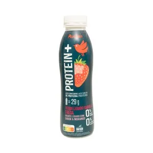 AUCHAN Protein + Yogur líquido desnatado proteico sin azúcares añadidos fresa 381 ml. Producto Alcampo