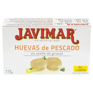 JAVIMAR Huevas de pesacado en aceite de girasol, al limón, 120 g.