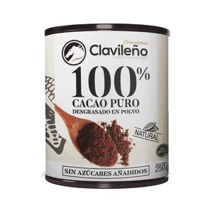 CLAVILEÑO Cacao puro desgrasado en polvo sin azúcares añadidos 250 g.