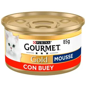 PURINA GOURMET Gold Comida para gatos húmeda, Mousse de Buey GOURMET tarrina 85 g.
