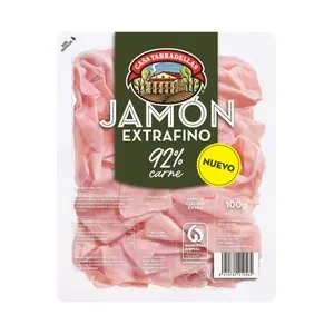 CASA TARRADELLAS Jamón cócido extra, cortado en lonchas extra finas 100 g.