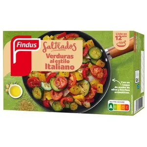 FINDUS Salteados Verduras al estilo italiano con un toque de aceite de oliva y hierbas aromáticas 400 g.