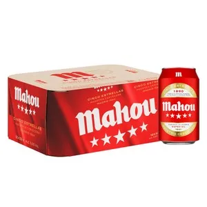 MAHOU 5 ESTRELLAS Cervezas pack de 12 latas de 33 cl.