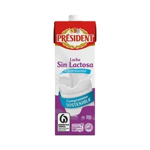 PRESIDENT Leche de vaca semidesnatada y sin lactosa de origen 100% española 1 l.