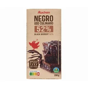 PRODUCTO ALCAMPO Chocolate negro (52% cacao) CLB para uso culinario tableta 200 g.