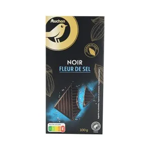 PRODUCTO ALCAMPO Collection Chocolate negro (47 % cacao), con pepitas de sal marina tableta 100 g.