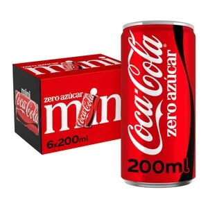 COCA COLA ZERO azúcar MINI Refresco de cola pack 6X200 ml Lata