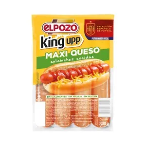 ELPOZO Maxi queso king upp Salchichas cocidas de cerdo y pavo con queso, sabor ahumado 330 g.