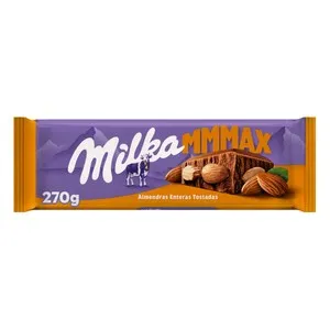 MILKA Chocolate con leche y almendras enteras 270 g.