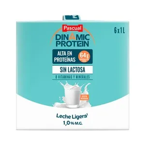 PASCUAL Dinamic protein Leche sin lactosa enriquecida con proteínas y 8 vitaminas y minerales 6 x 1 l.
