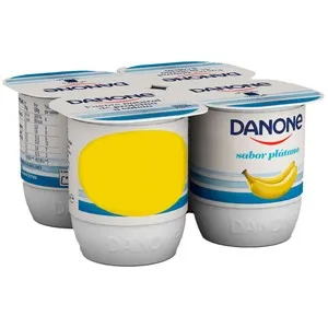 DANONE Yogur con sabor a plátano, elaborado con fermentos naturales 4 x 120 g.