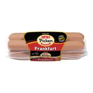 PICKEN Salchichas tipo Frankfurt, elaboradas con solo carne de cerdo, sin fécula y sin gluten PICKEN 300 g.
