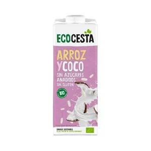 ECOCESTA Bebida vegetal de arroz y coco ecológicos, sin azúcares añadidos 1 l.