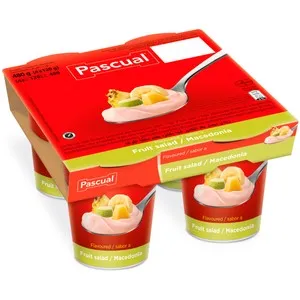 PASCUAL Yogur pasteurizado con sabor a fresa 4 x 120 g.