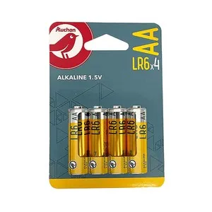 Pack de 4 pilas alcalinas AA, LR06, 1,5V, PRODUCTO ALCAMPO.