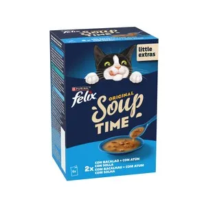 FELIX Soup Alimento de gato húmedo de bacalao 6X48g.