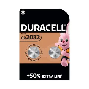 Pack de 2 pilas de botón de litio CR2032, 3V, DURACELL.