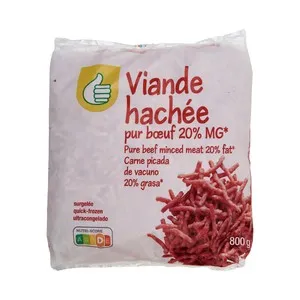 AUCHAN ECONOMICO Carne picada de vacuno con un 20% grasa 800 g.