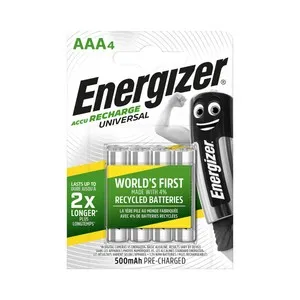 Pack de 4 pilas recargables AAA, Ni-MH, HR03, ENERGIZER, 500 mAh.