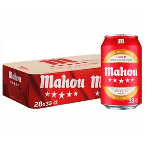 MAHOU 5 ESTRELLAS Cervezas pack 28 latas x 33 cl.