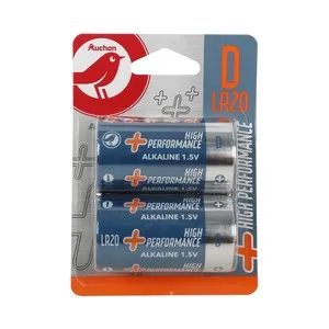 Pack de 2 pilas alcalinas D, LR20, 1,5V, PRODUCTO ALCAMPO +power.