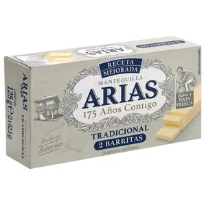 ARIAS Pastilla de mantequilla tradicional sin sal 125 g.