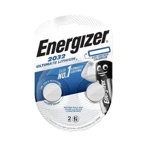 Pack de 2 pilas de botón de litio CR2032, 3V, ENERGIZER Ultimate Lithium.