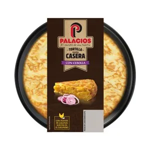 Tortilla fresca receta casera, con cebolla y aceite de oliva virgen extra PALACIOS 300 g.