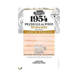 EL POZO 1954 Corte fresco Pechuga de pavo braseada, sin lactosa ni colorantes, cortada en finas lonchas 120 g.