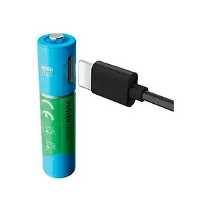 4 Pilas recargables CELLULARLINE 4, USB C, tipo AAA con tecnología de litio, carga rápida en 2 horas, con cable