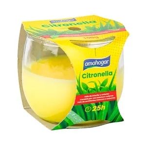 AMAHOGAR. Vela antimosquitos con citronela en vaso de vidrio, 100gr., 8x7cm.,