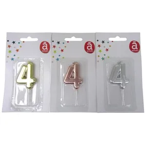 Vela del nº4, color plata, oro o rosa, 4,5 cm, ACTUEL.