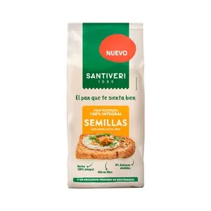 SANTIVERI Pan tostado 100% integral con semillas 200g