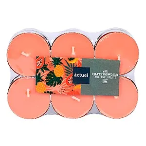 Set de 12 tealights, aroma de frutas tropicales, ALCAMPO.