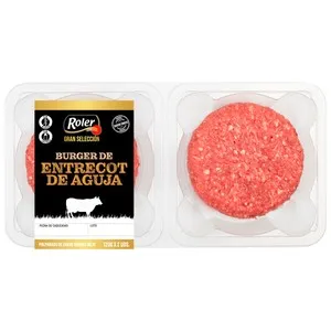 ROLER Gran selección Bandeja de burger meat de entrecot de aguja de vacuno 2 x 120 g.