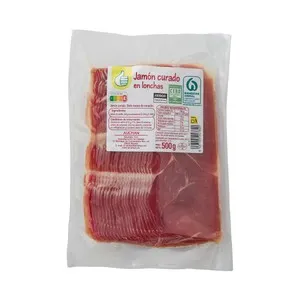 PRODUCTO ECONÓMICO ALCAMPO Jamón serrano curado (siete meses de curación) cortado en lonchas PRODUCTO ECONÓMICO ALCAMPO 500 g.