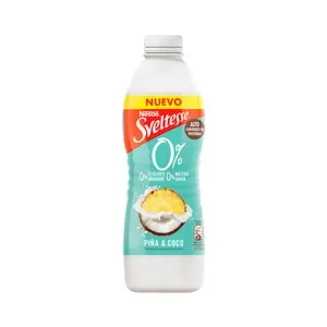 SVELTESSE 0% de Neslté Yogur líquido desnatado, sabor piña y coco 900 ml.