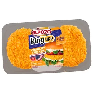 EL POZO King upp Bandeja con burger meat de pollo con rebozado crujiente estilo americano 2 x 120 g.