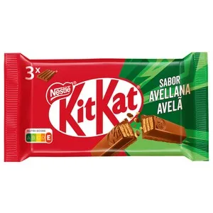 KIT KAT Barritas de galleta cubiertas de chocolate y con sabor avellana 3 x 41.5 g.