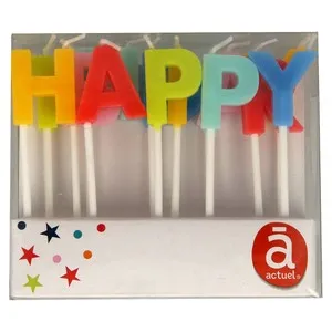 Velas de cumpleaños de colores Happy Birthday, ACTUEL.