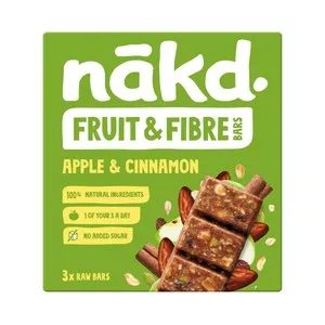 NAKD Barritas de fruta y fibra (manzana y canela) 3 uds.132 gr.